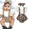 Chegadas nascidas bebê menina babado de leopardo romper bodysuit de macacão de macacão de macacão de traje de cabeça do verão Roupos de bebê Cotton LJ201223