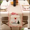 Bordslöpare dukar hem textilier trädgård jul med santa snögubbe mönster semesterfest kök matsal dekoration paa9957 drop de