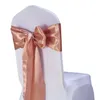 Gratis 25 pc/lot stoel Sashes Bow Tie 7 "X108" Wedding Satin Gold Cover Decor Party Banquet Venue 220514