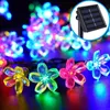 Strängar lysdioder Solar LED Light String Peach Blossom Flower Garden Lights Strip Christmas Year Wedding Decoration Lampara Luminarined Stringsle