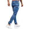 Men's Elastic Cuffed Pants Casual Drawstring Jeans Training Jogger Athletic Sweatpants Fashion Zipper 220328