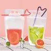 Disposable milk tea juice bag Clear drinkware Pouches Bags Zipper Stand-up Plastic Drinking Bag with Straw in stock2252215c