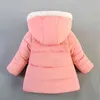 Cold Winter Baby Girls Outerwear Algodão de algodão com capuz Jackets Plus Velvet Children Jackets Infants Girl Jackets Parka 1 2 3 4Y J220718