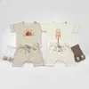 Yaz Bebek Bebek Giysileri Seti Organik Pamuklu Dondurma Tee Bebek Kız Giyim Setleri Çocuk T-Shirt+Şort Pantolon Born Bebes 220509