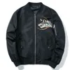 Bomberjacka broderi Mens Wolf Air Force Pilot Jacket Male Spring Handeball Jacket Motorcykelrock Hip Hop Streetwear T220816