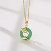 Pendentif Colliers Classique Style Chinois Imitation Jade Cercle Chanceux Amulette Collier Pour Femmes Tradition Élégant Bijoux De Tous Les JoursPendentif