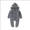 Barboteuses CombinaisonsRompers Bébé Enfants Vêtements Bébé Maternité Garçons Filles Tricot Barboteuse Infant Toddler Knit Hood Dhud0