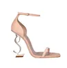 نساء فاخرات عالية الكعب S Heel Opyum Sandal Buckle-Buckle Coled Cheel Heel Cheel Cheel Leather Sole Sole Cassandra Lady Pumps Pumps Right