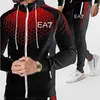 Ropa deportiva Otoño Invierno suéter para hombre conjunto chándales suéter marca Sudadera con capucha pantalones de chándal