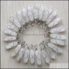 Charmos Cura Natural Cristal Branco Handmade Sier Golden Iron Fio Pillar Pingents for Jewelry Makin Mjfashi MJFashion Dhxag