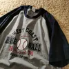 コットン素材レトロスポーツ野球の手紙印刷Tシャツ女性特大の夏のTシャツハラジュクティーンズガールズカジュアルトップ220511