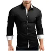 Camicia da uomo Marca Primavera Maschile Camicie a maniche lunghe di alta qualità Casual Hit Color Slim Fit Black Man Business C1758 220322