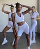 Zestawy jogi dla siłowni kobiety sportowe biustonosze fitness Fitness Długie rękaw Top płynne legginsy sportowe garnitur dla kobiety trening aktywny J220706