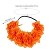 Bohemian Faux Rose Headband Flower Crown Hair Band Accessories Women Girls Bride Bridemaids Wreath Floral Wedding Headdress Wreath Garland HY0434