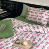 Dekbedden beddengoed sets Franse licht luxe vierdelige set katoen gebreide pure naakte slaap huidvriendelijke retro rose tianzhu bed coverding}