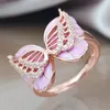 Cluster Ringe Schmetterling Für Frauen 2022 Schmuck Rose Gold Kristalle Finger Engagement Weibliche Anel GiftCluster