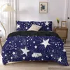 Star Single Double Twin Queen Bedding Set 2/3pcs Night Sky 90/135/150 Bed Cover Kid duvet Dark Blue Galaxy Bedclothes