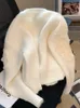 Suéter pulôver vintage francês doce branco para mulheres 3D flor babados outono inverno solto quente blusas de malha festival roupas w220817