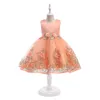 Kız Elbiseleri Avrupa ve Amerikan Çiçek Kızlar Elbise Boncuk Aplikler Prenses Balo Kıyısı Çocuk İlkbahar Sonbahar Yaz Gowngirl's