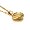 Pendant Necklaces Seashell Necklace Oval Locket Shell Pattern Po Openable Stainless Steel Gold For Women Memories Jewelry Elle22