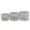 Packing Empty Clear Glass Eye Cream Bottle Shiny Silver Plastic Screw Lid PP Disc Liner Cosmetic Packaging Skincare Cream Pot Container 20g 30g 50g Refillable Jars