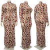 Plus Size Dresses Fashion Women Dress 4XL Clothing Leopard Print Long Sleeve Bodysuit Winter Wholesale CasualPlus