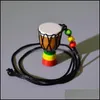 Colliers pendants mini batteur de la jambe pour djembe percussion Collier d'instrument de musique africain bijoux de tambour à main ac dhgirlsh9296549