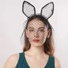 White Lace Bunny Girl Hair Band Party Masks Veil Cover Sexy Bunny Cat Cute Ears Headband Birthday Performance Accessories Headdress Festive Supplies Wholesale