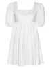 NEDEINS femmes robe d'été mode blanc élégant manches bouffantes dos nu fête plage vacances décontracté Mini 220418