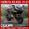 Yamaha YZF-R25 YZFR3 YZF-R3 19-21 바디 키트 141NO.187 100% FIT YZFR25 YZF R 3 25 R3 R25 19 20 21 R-25 프레임 2019 2020 2021 주입 곰팡이 페어링 레인보우 스톡