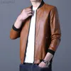 Autumn Stand Collar Solid Leather Jacket Men Fashion Leather Jacket Leather Jacket For Men L220801