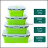 4 PCS Sile Lancheira Portable Bowl Colorf Folding Recipiente de Alimentos Lancheira 350/500 / 800 / 1200ml Eco-Friendly 220228 Drop entrega 2021 caixas Ki