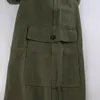 Heyoungirl Casual Vintage Green Cargo Spant Moda Bawełna Wysoka Talia Dżinsy Wojskowe Wojskowe Denim Spodnie Panie Kieszenie 220325