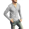 T-shirts pour hommes 2022 Hommes Henley Chemise Tee Tops Manches longues Élégant Slim Fit T-shirt Bouton Placket Casual Outwear Design