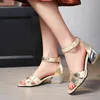 Sandały Silver Gold Summer Buty dla kobiet Fashion Heels Gladiator Węża Wąż Sexy Party Wedding Woman Large Size 45 220427