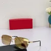 Grandes gafas de sol amarillas de diseñador Mujer Marco dorado Mujer Polarizar Vintage Cuadrado 59 mm Gafas de sol para hombres Carti Gafas de sol sin montura de gran tamaño