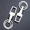 Party Favor Promotion Gift 2-Rings Porte-clés en métal pour hommes Logo personnalisable Porte-clés portable Double anneaux Porte-clés de voiture antirouille ZL0787