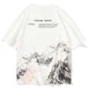 Yaz Mens T-Shirts Moda Kar Dağ Baskı Deseni Gündelik Üst Gevşek Yuvarlak Boyun Basit Pamuk Kısa Kollu Yüksek Kalite Nefes Alabilir Hızlı Kuru Külot Giysileri