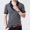 Plusowe letnie małe koszulki moda szczupła krótkie rękawie Patchwork V bawełniany czarny t-koszulka Mężczyzn Button TEES 220513