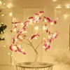 Strings liderou borboletas artificiais phalaenopsis ramo lâmpada de lâmpada menina coração quarto de cabeceira mesa de noite flores pequenas floridas floridas