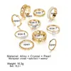 Set di anelli a catena larga in oro per donne, ragazze, moda, anelli sottili per dita irregolari, regalo per gioielli con nocche femminili
