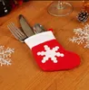 Christmas Stockings Cutlery Cover Christmas New Year Pocket Fork Knife Cutlery Holder Bag Home Party Xmas Table Dinner Decoration Tableware C0801P06