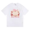 Koszulka damska Rh2022 Nowa prosta koszulka z High Street Hipster Pullover Botton Rose Printing Tree Para i kobiety