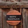 Happy Halloween Wood Sign Hanging Front Door Decor Round Wooden Plaque Pendant Party Decoration Wall Hanging Ornament Outdoor HY0448