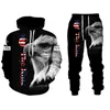 Herrspårar Tiger 3D -tryckta hoodies passar joggar casual sweashirts Sweatpants Sportswear Set Mens Tracksuit Autumn Winter Men '