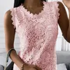 Vintage koronki Jacquard Tshirt Kobiet letni rękawowy kamizelka stała kolorowa kamizelka Top Ladies Casual Oneck Camisole Tank Tank Koszule plus rozmiar 220615