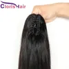 Extensions de queue de cheval droites soyeuses 100% griffe de cheveux humains sur pince en morceaux queue de poney naturelle vierge brésilienne pour les femmes noires