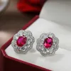 Jewelry Earrings Charm Pure silver earring girl High Carbon Diamond Imitation Ruby earrings hot-selling earrings
