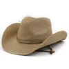 Cowboy Sun Hat Men Women Summer Panama Wide Brim Straw Hats Fashion Solid color Outdoor Jazz Beach Sun Protective Cap