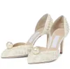 Célèbre marque d'été femmes Sacora sandales chaussures élégantes perles blanches mariée désherbage pompes dame talons hauts gladiateur Sandalias EU35-43